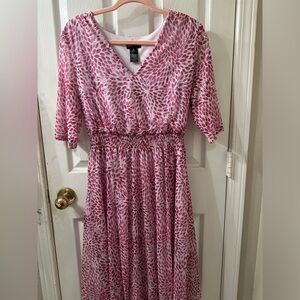 Pink Pleated ALine Dress